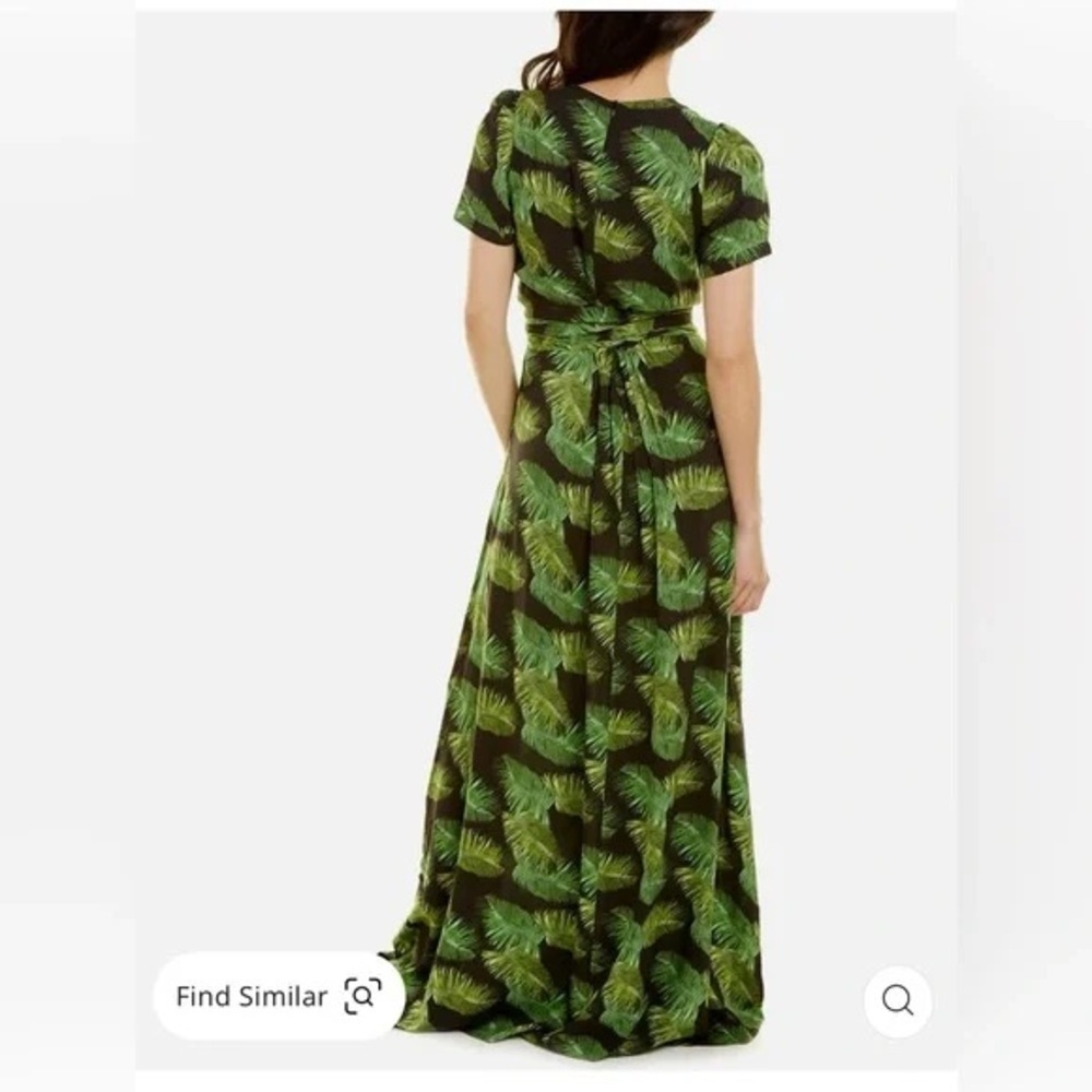 Melissa Odabash Lou Tropical Green Palm Black Maxi Dress - Size Small - Picture 2 of 10